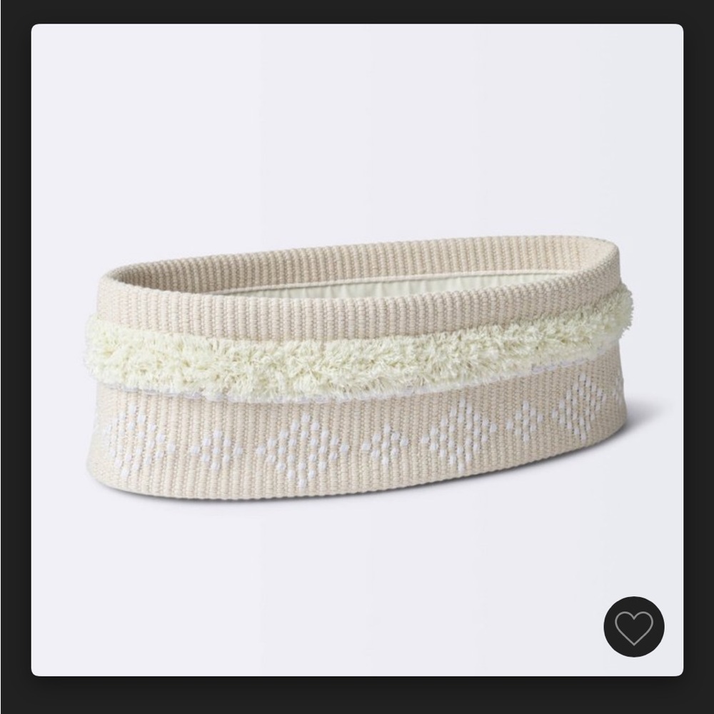 Tufted fabric medium oval storage basket khaki cream Cloud Island NWT